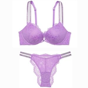 Shine Bombshell & Brazilian Matching Lingerie Set 32D/Small - Victoria’s Secret